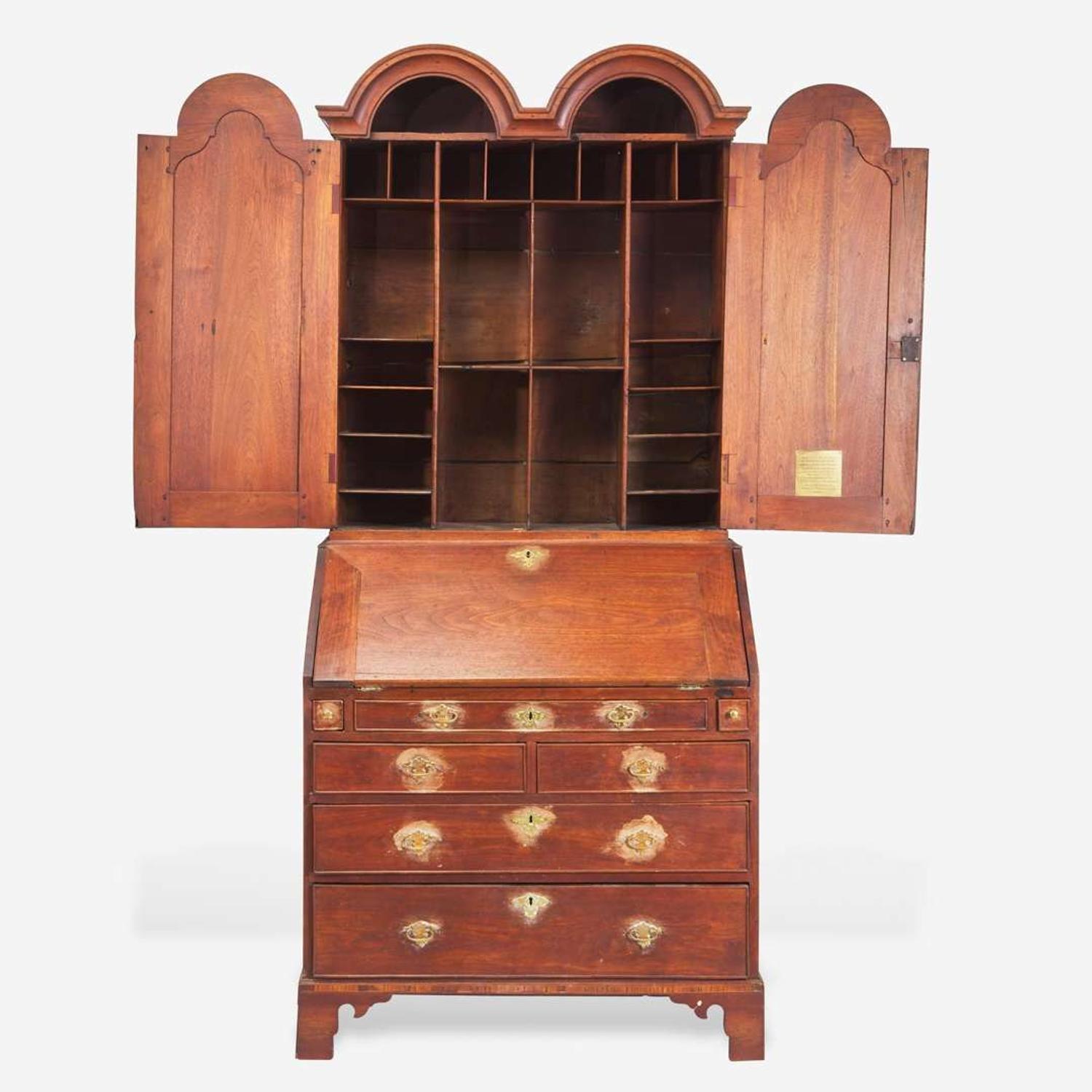 The John Bartram Queen Anne double dome walnut desk and bookcase Southeastern Pennsylvania, circa 1750