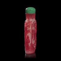 Two Chinese Ruby Overlay Glass Snuff Bottles