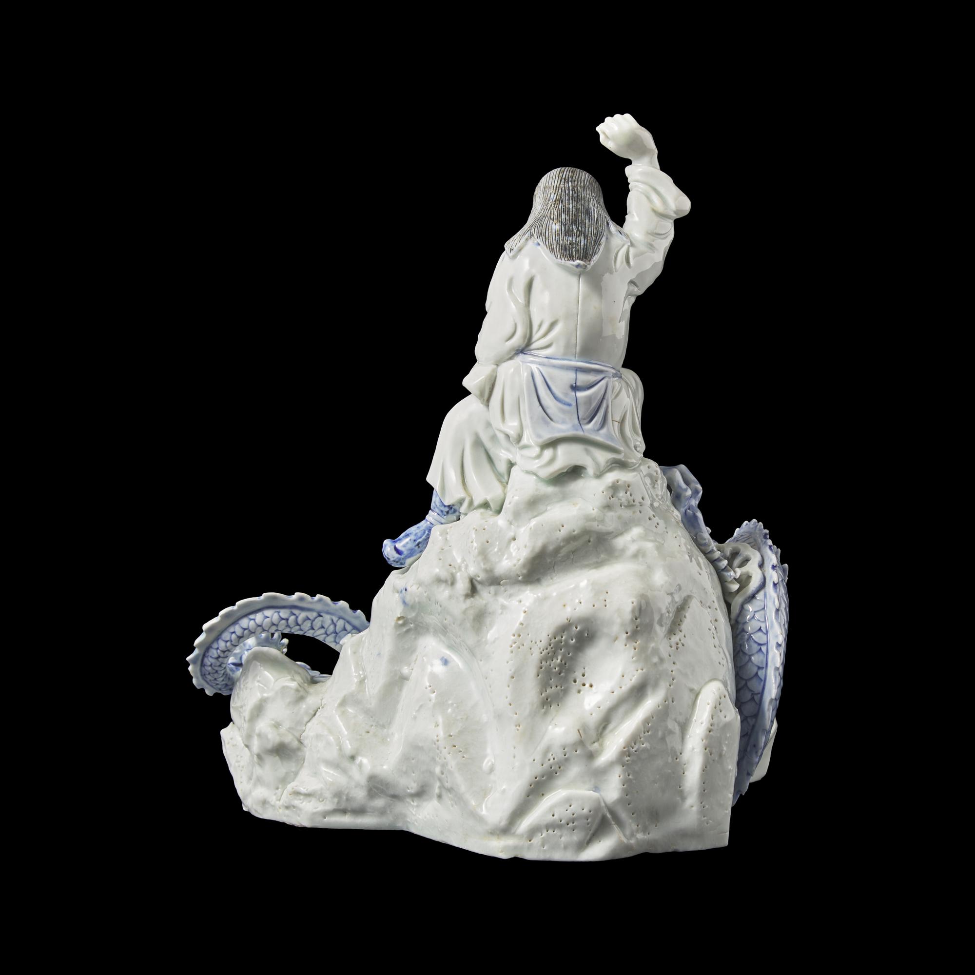 An Unusual Japanese Hirado Porcelain Okimono of Susa-no-o Slaying the Eight-Headed Dragon 日本明治時代 平戶燒九頭龍大神像