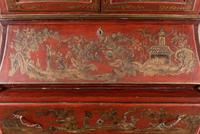 An Italian Red and Gilt-Japanned Bureau Cabinet