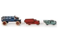 Ten Tin and Pressed Steel Toy Trucks and Wagons