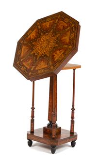An Italian Marquetry and Penwork Octagonal Table Height 30 1/4 x diameter 26 inches. — LATE 19TH/EARLY 20TH CENTURY