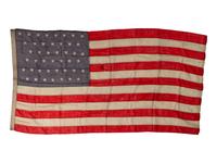 [CIVIL WAR]. A group of 2 American flags, incl. 44-star flag identified to “Camp 6 SoV ILL DIV USA” (Sons of Veterans, Illinois Division USA). [Ca 1891-1896].