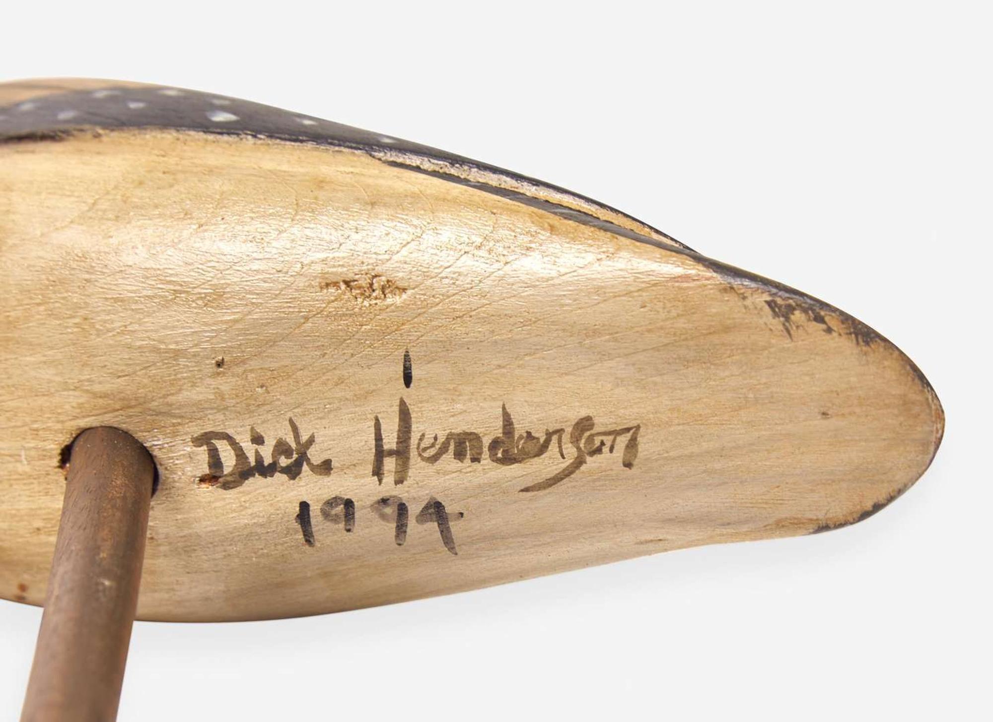 A group of three carved and painted game and shorebird decoys, 20th century