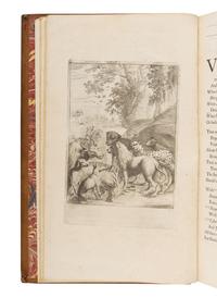 [OGILBY, John (1600-1676), translator]. AESOP (ca 620-560 B.C.). The Fables of Aesop Paraphras'd in Verse: Adorn'd with Sculpture, and Illustrated with Annotations . [ Bound with :] Aesopic’s: Or a Second Collection of Fables, Paraphras'd in Verse: Adorn'd with Sculpture, and Illustrated with Annotations . London: Printed by Thomas Roycroft for the Author, 1668.