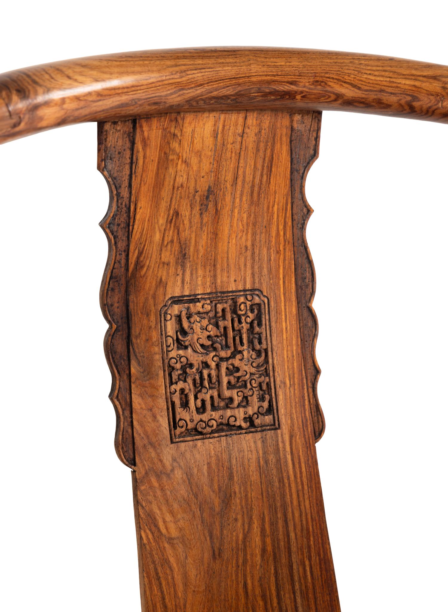 A Pair of Chinese Hardwood Horseshoe-Back Armchairs, Quanyi, Possibly Huanghuali, 20th Century 近代 黃花梨圈椅一對