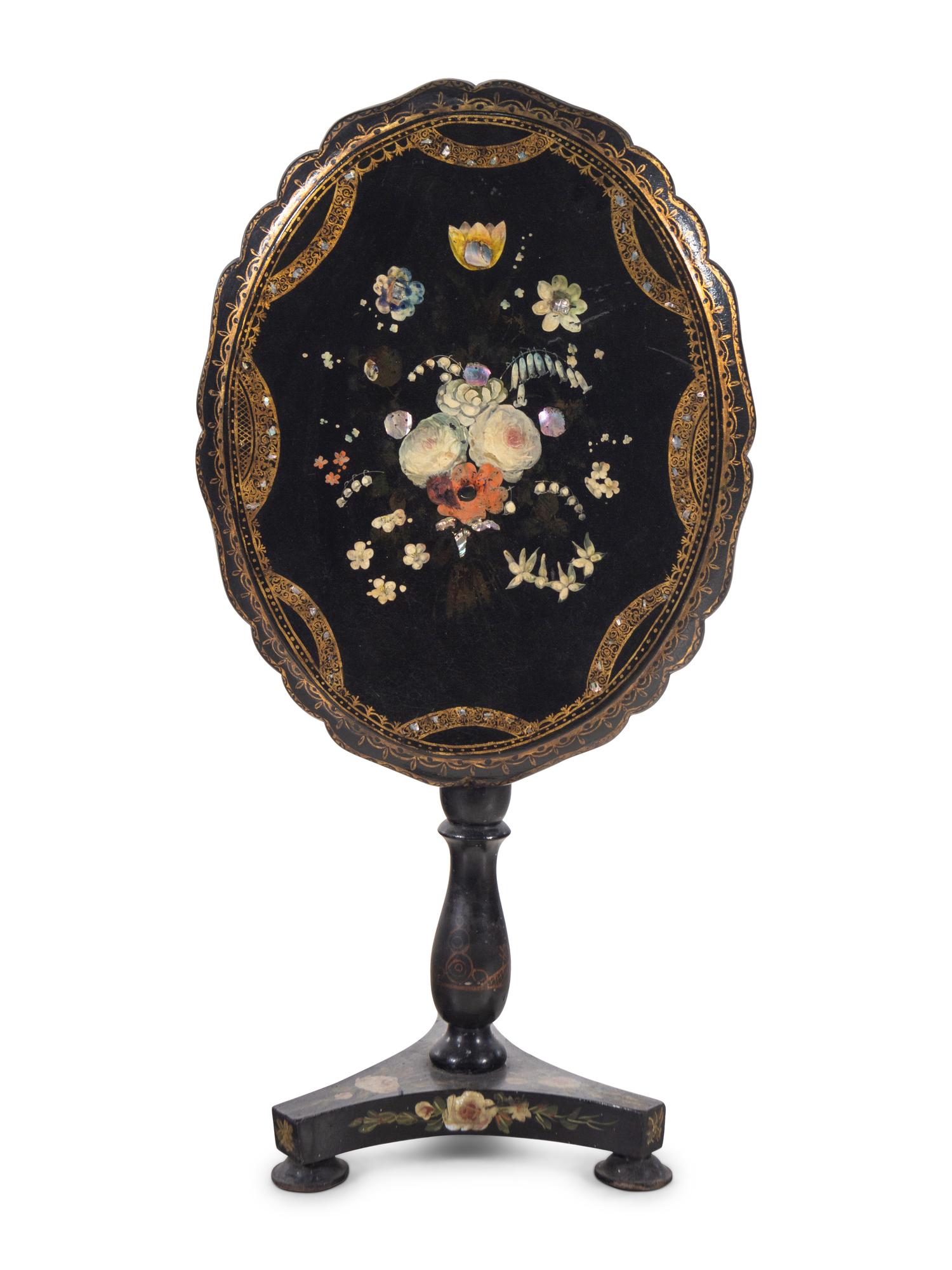 An English Papier-Mâché Tilt-Top Table