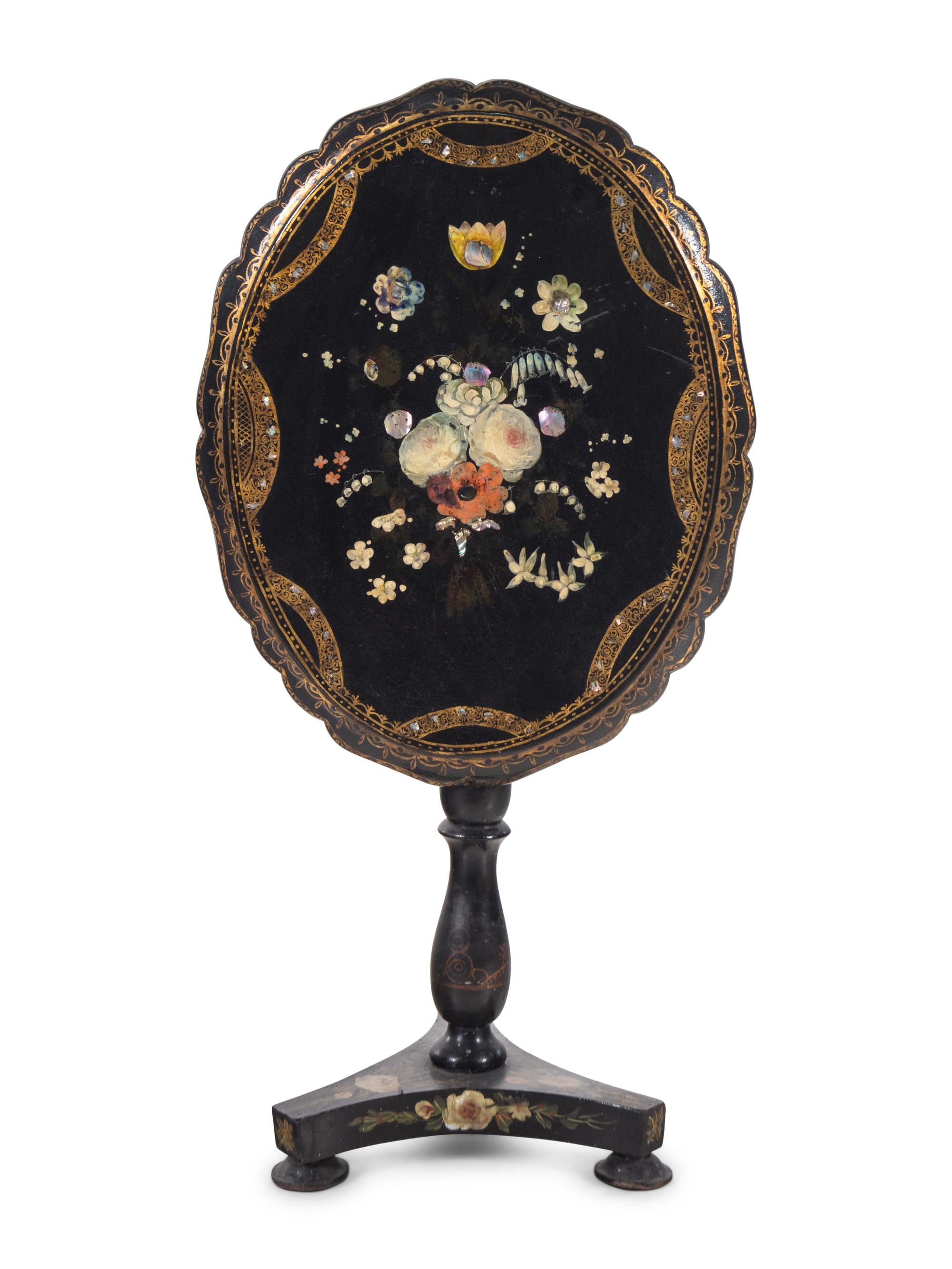 An English Papier-Mâché Tilt-Top Table