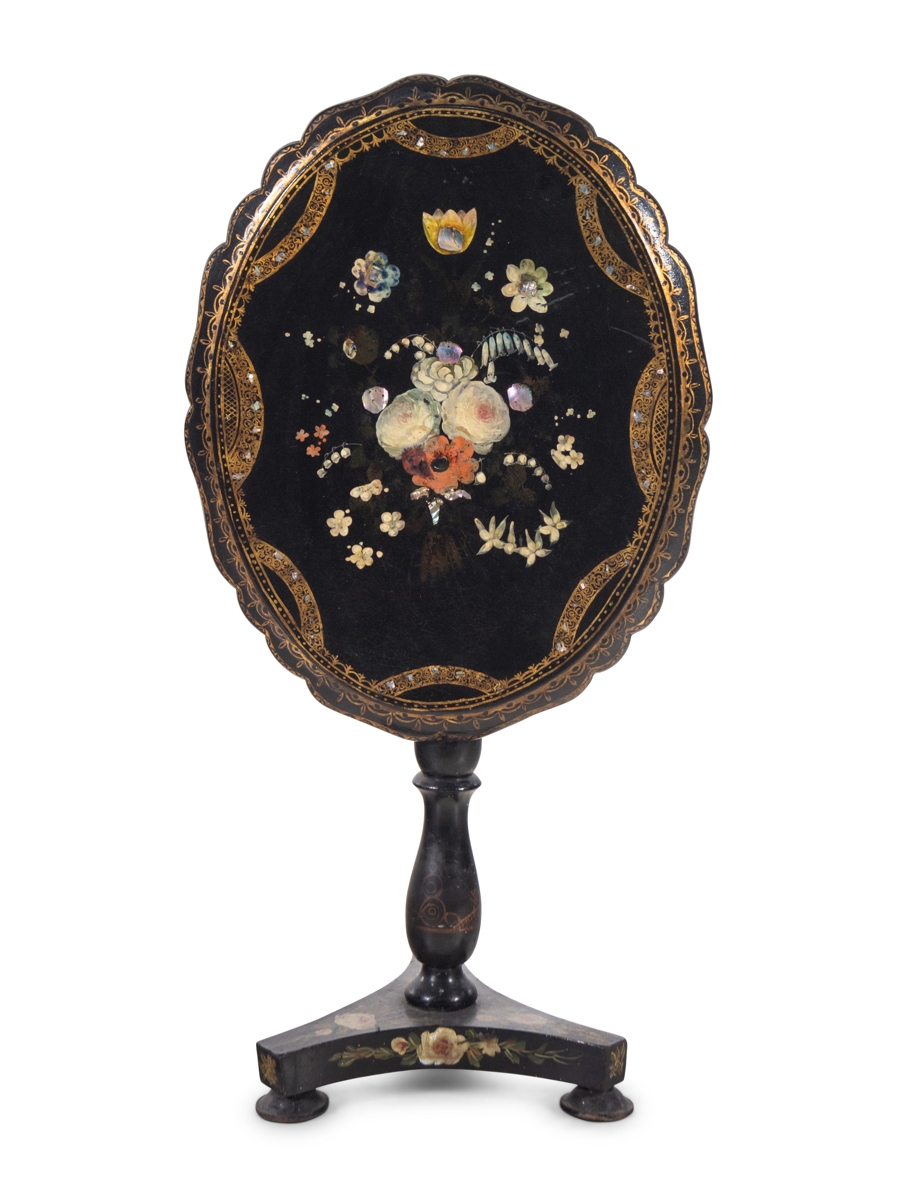 An English Papier-Mâché Tilt-Top Table