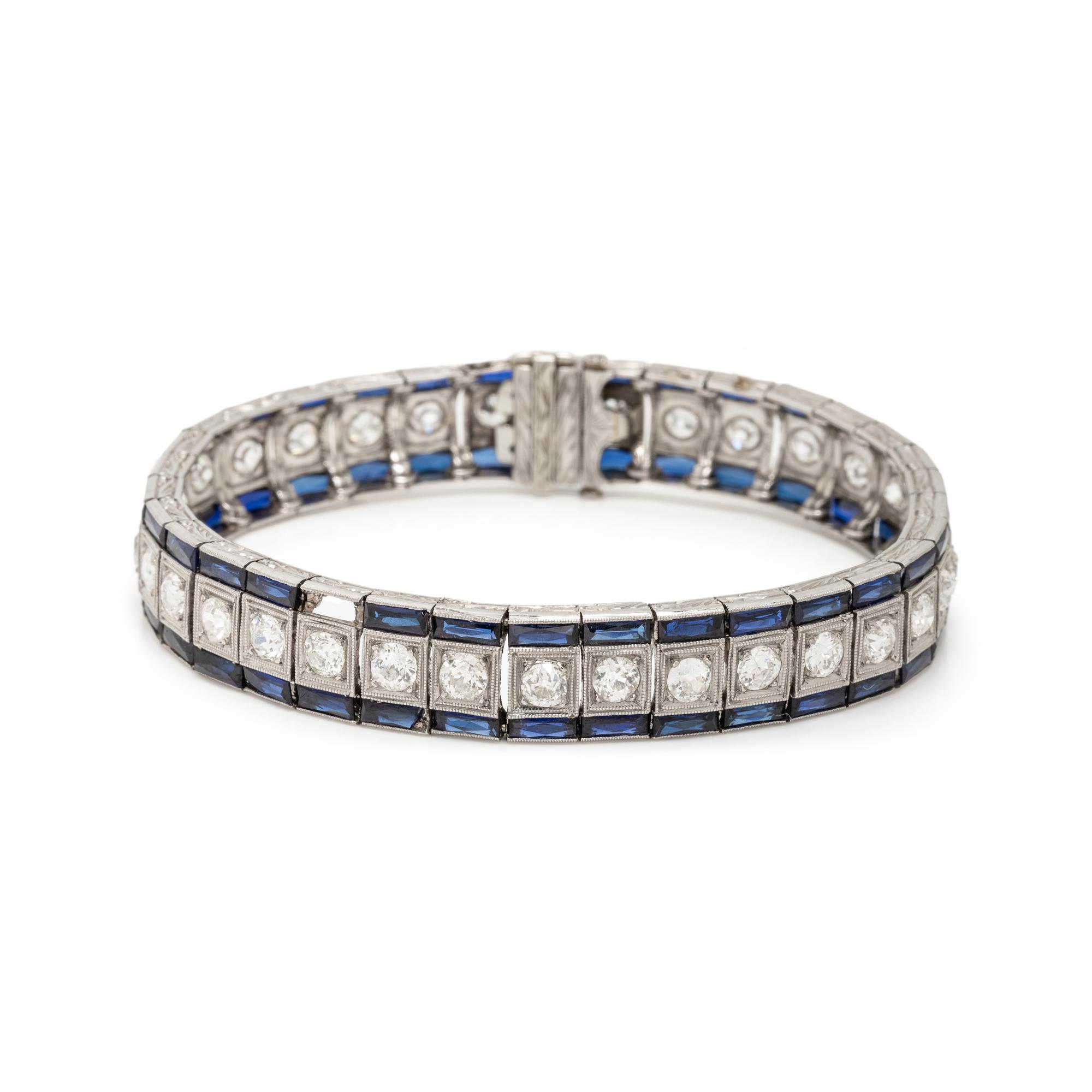 ART DECO, DIAMOND AND SYNTHETIC SAPPHIRE BRACELET