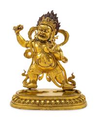 A Sino-Tibetan Gilt Bronze Figure of Mahakala