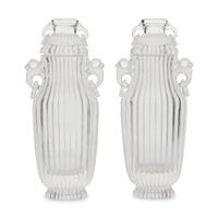 A Pair of Chinese Rock Crystal Covered Vases