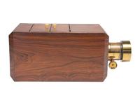 [CAMERAS]. Replica chamfered box half plate daguerreotype camera with original Dallmyer lens.