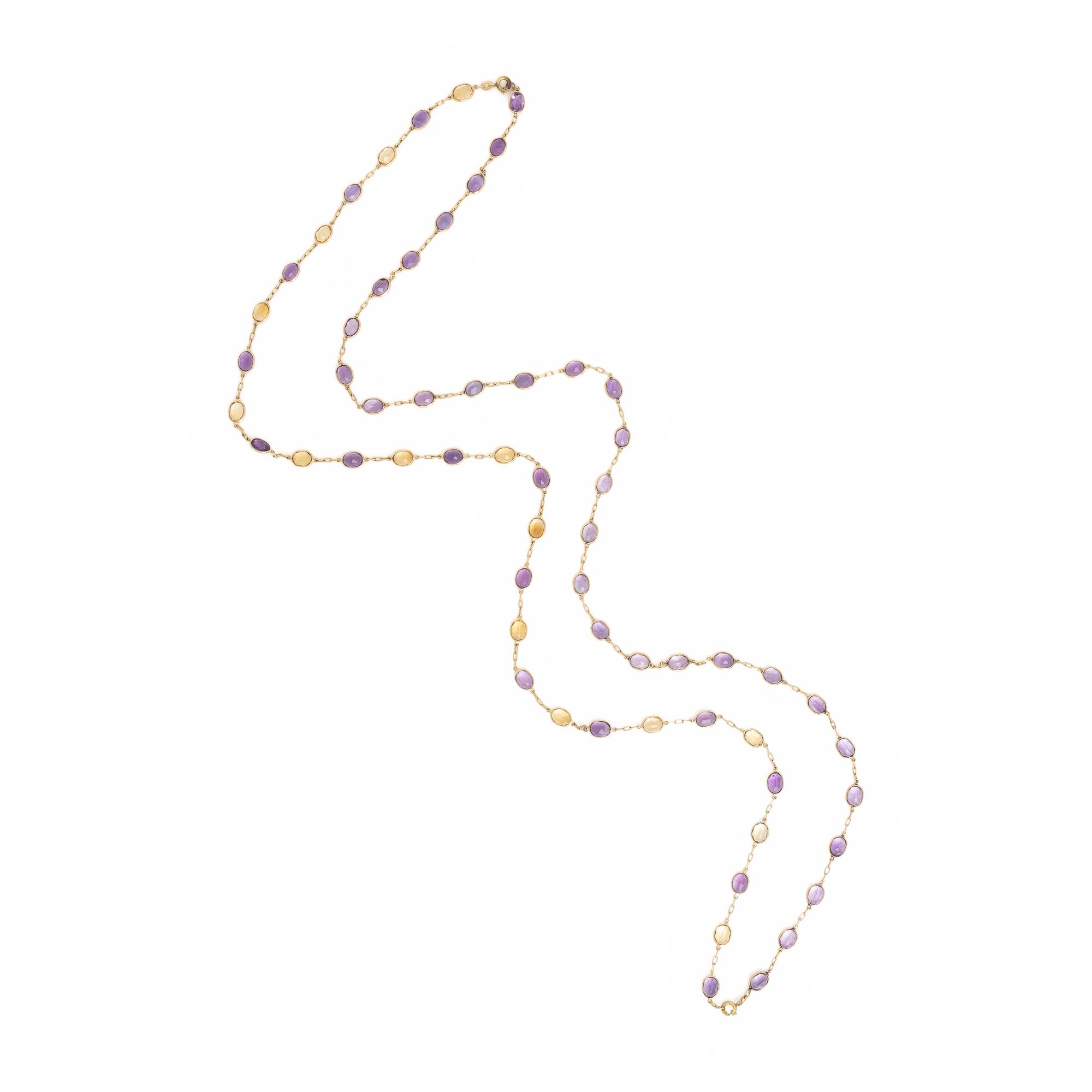 Collection of Multigem and Yellow Gold Necklaces