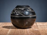 Carved Blackware Pottery Jar