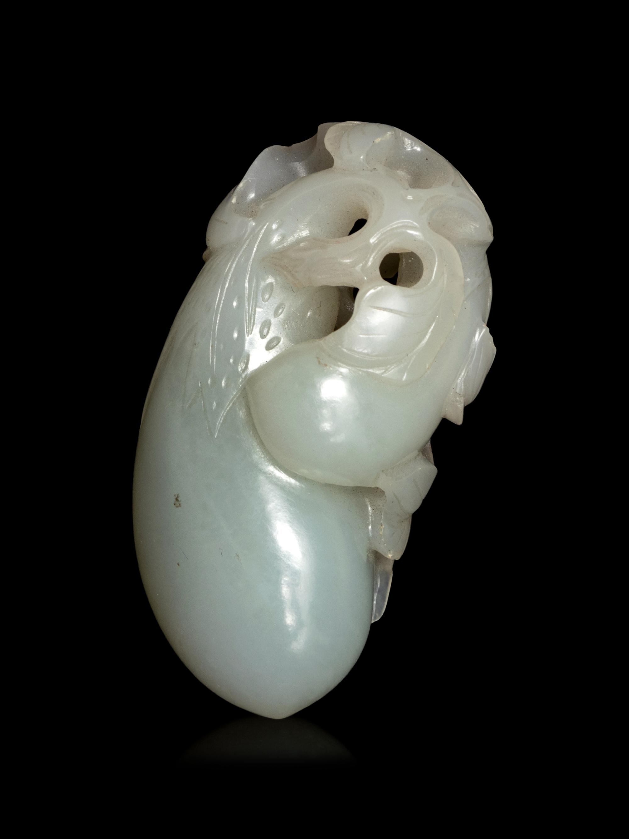 A White Jade 'Eggplant' Carving