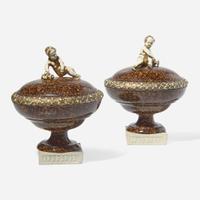 A Pair of Wedgwood & Bentley White Terracotta Porphyry Chimney Ornaments UK, 1770s