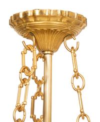 A Pair of French Gilt Metal and Glass Lanterns