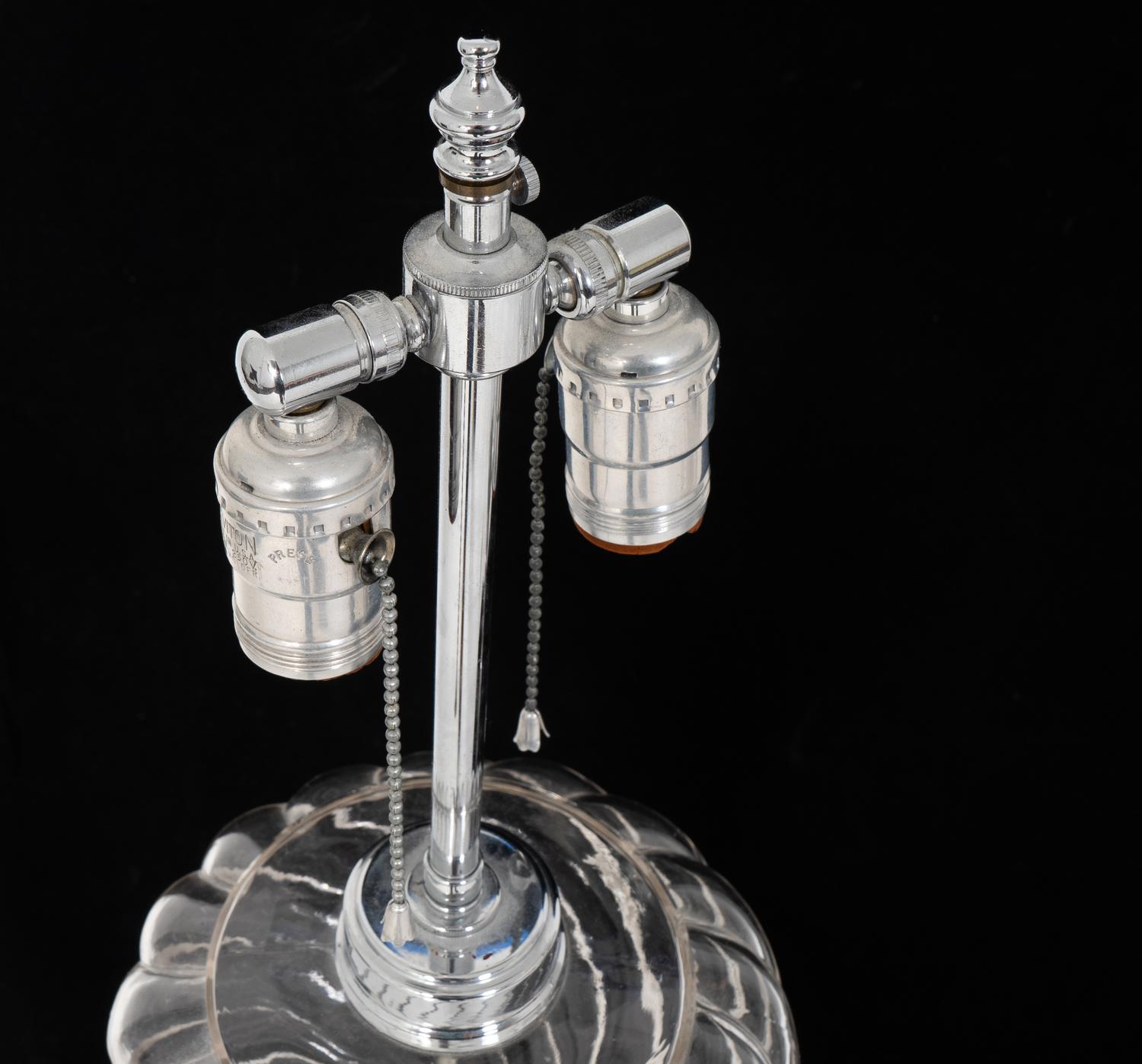 A Pair of Baccarat Blown Glass Oil Lamps Mounted as Table Lamps — 20TH CENTURY