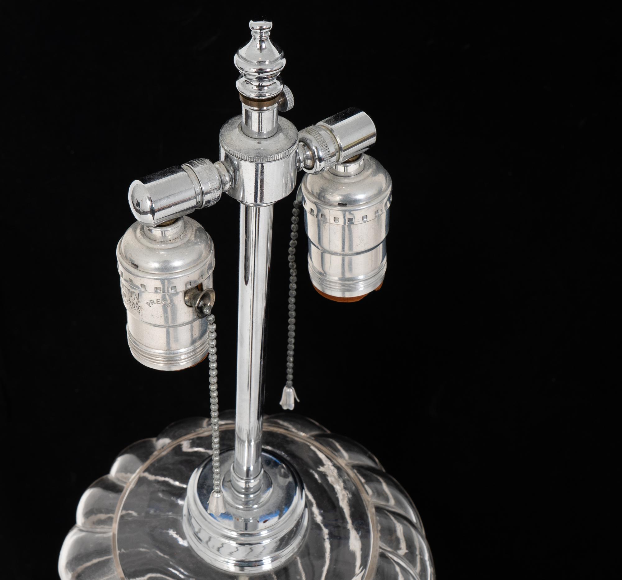 A Pair of Baccarat Blown Glass Oil Lamps Mounted as Table Lamps — 20TH CENTURY