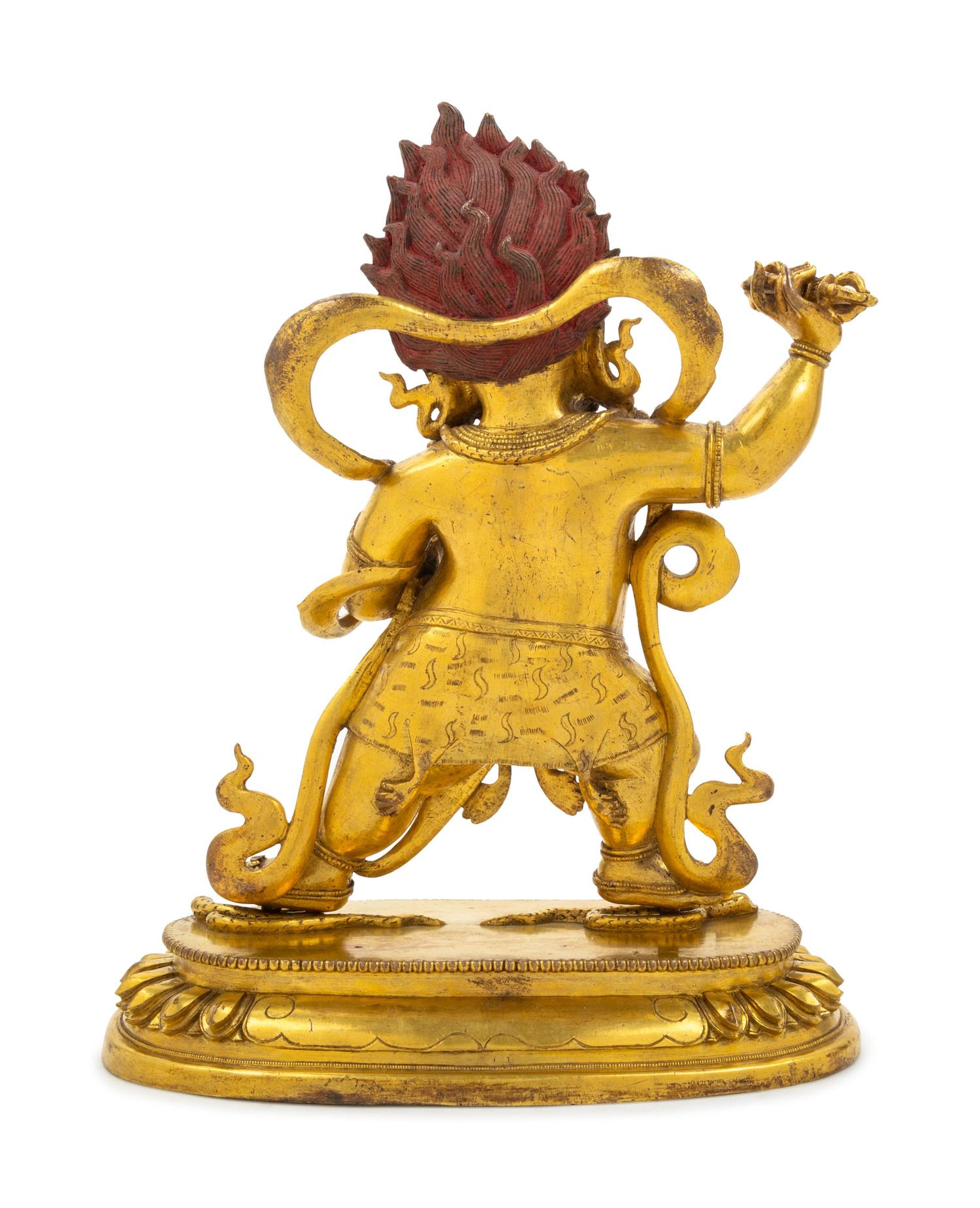 A Sino-Tibetan Gilt Bronze Figure of Mahakala