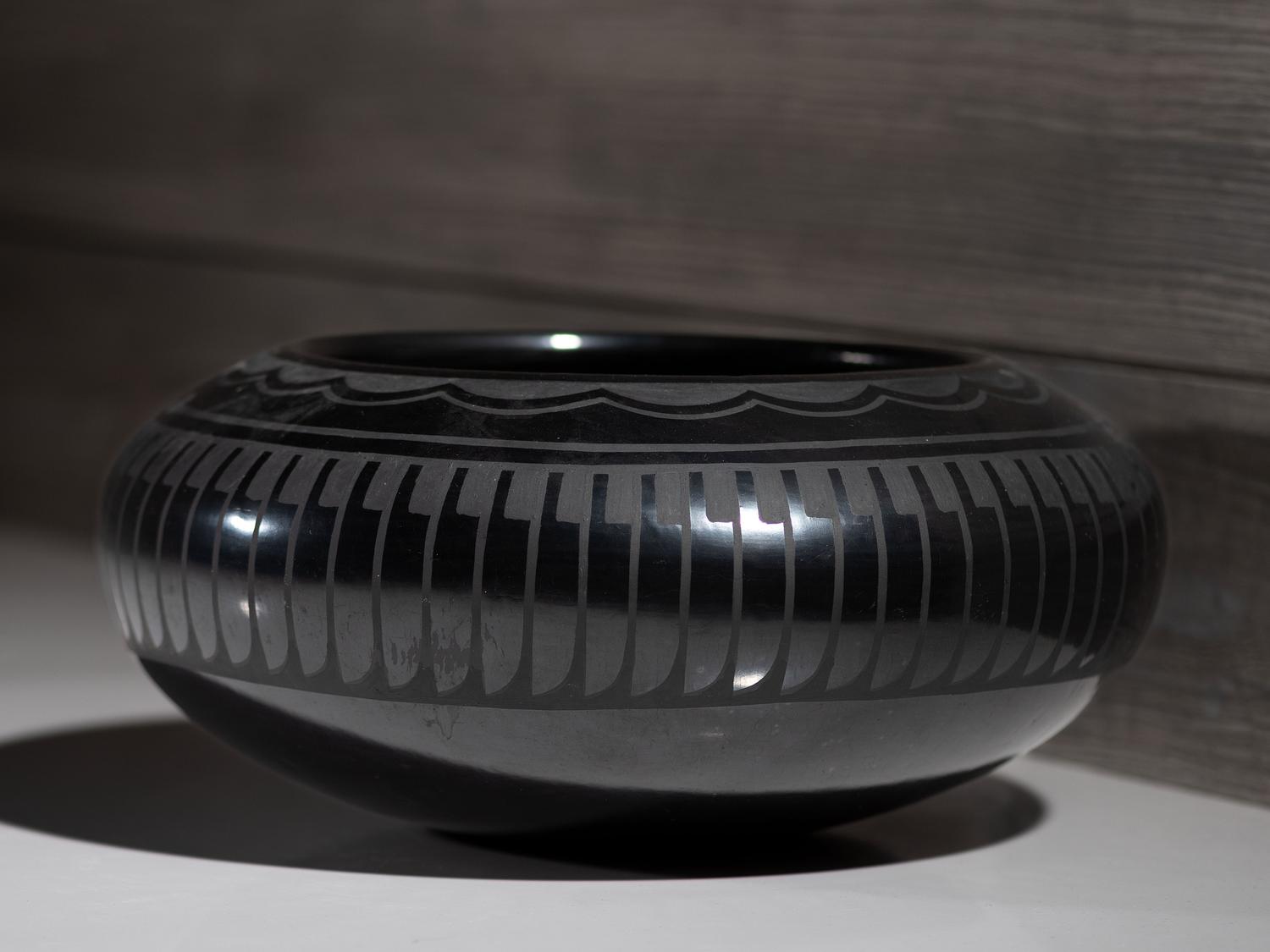 Blackware Pottery Bowl, with Soft Mirror Finish