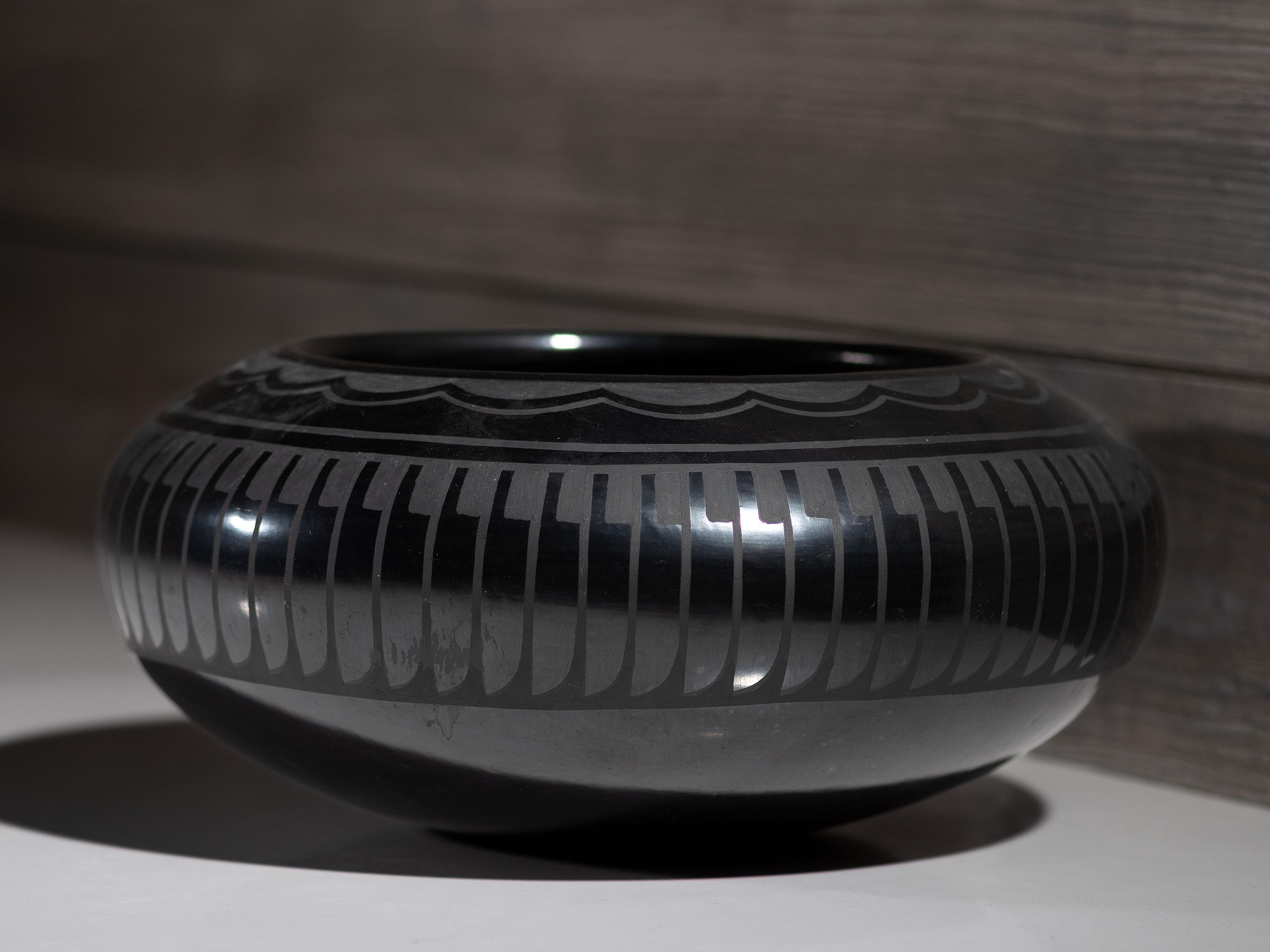 Blackware Pottery Bowl, with Soft Mirror Finish