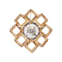 YELLOW GOLD, ROCK CRYSTAL AND DIAMOND BROOCH