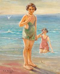 Mabel May Woodward, (American, 1877–1945), Young Women Swimming, 1915