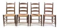 Four American Ladder Back Side Chairs Height 35 1/2 inches.