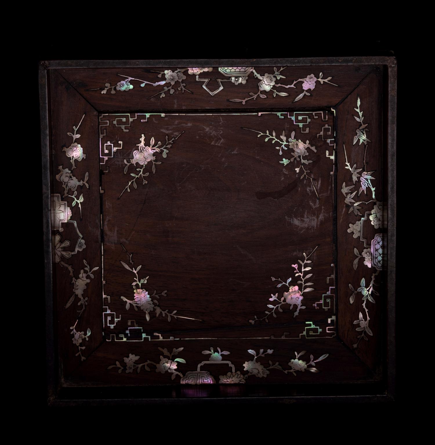 Two Mother-of-Pearl Inlaid Hardwood Scholar's Articles