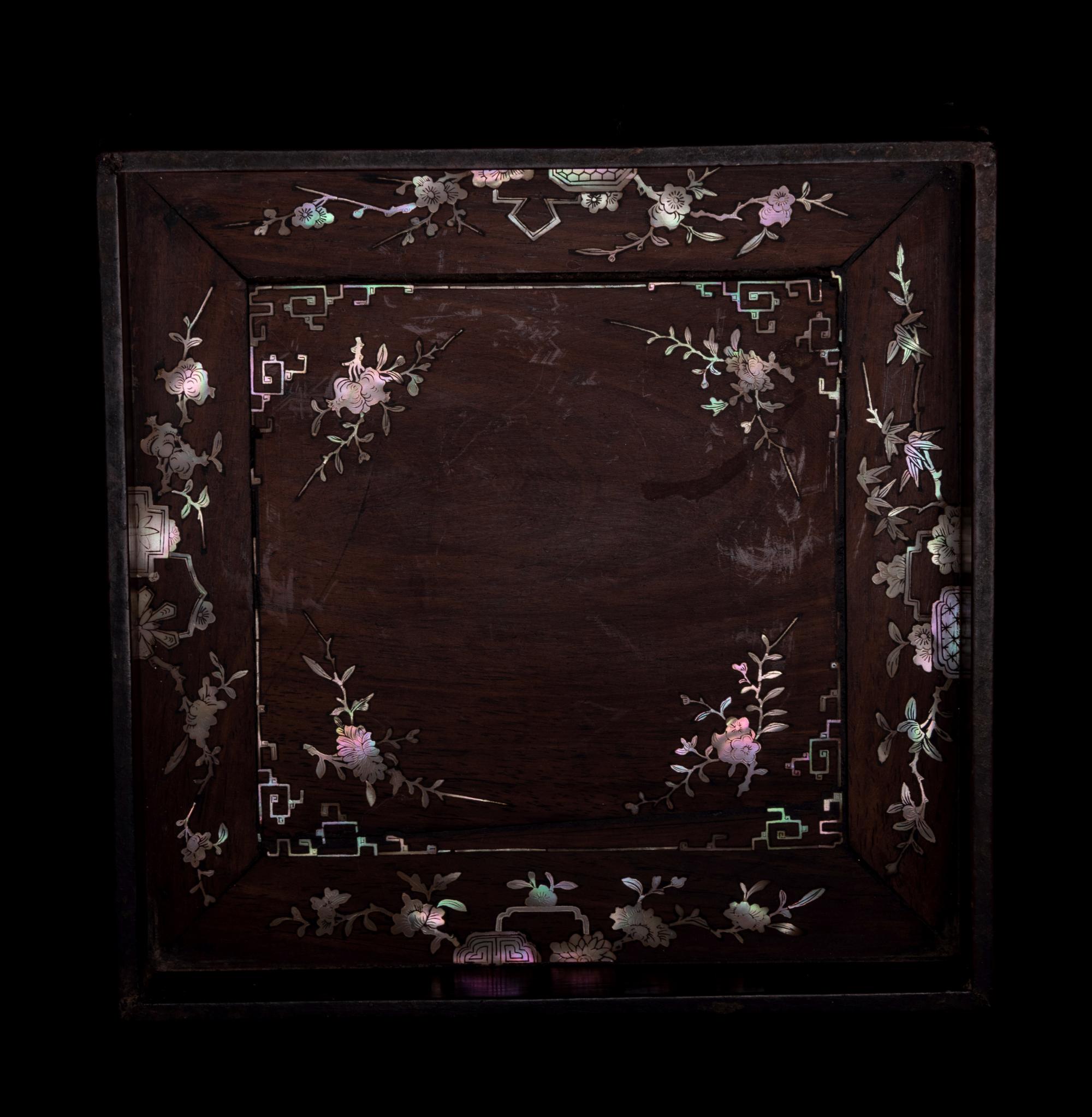 Two Mother-of-Pearl Inlaid Hardwood Scholar's Articles