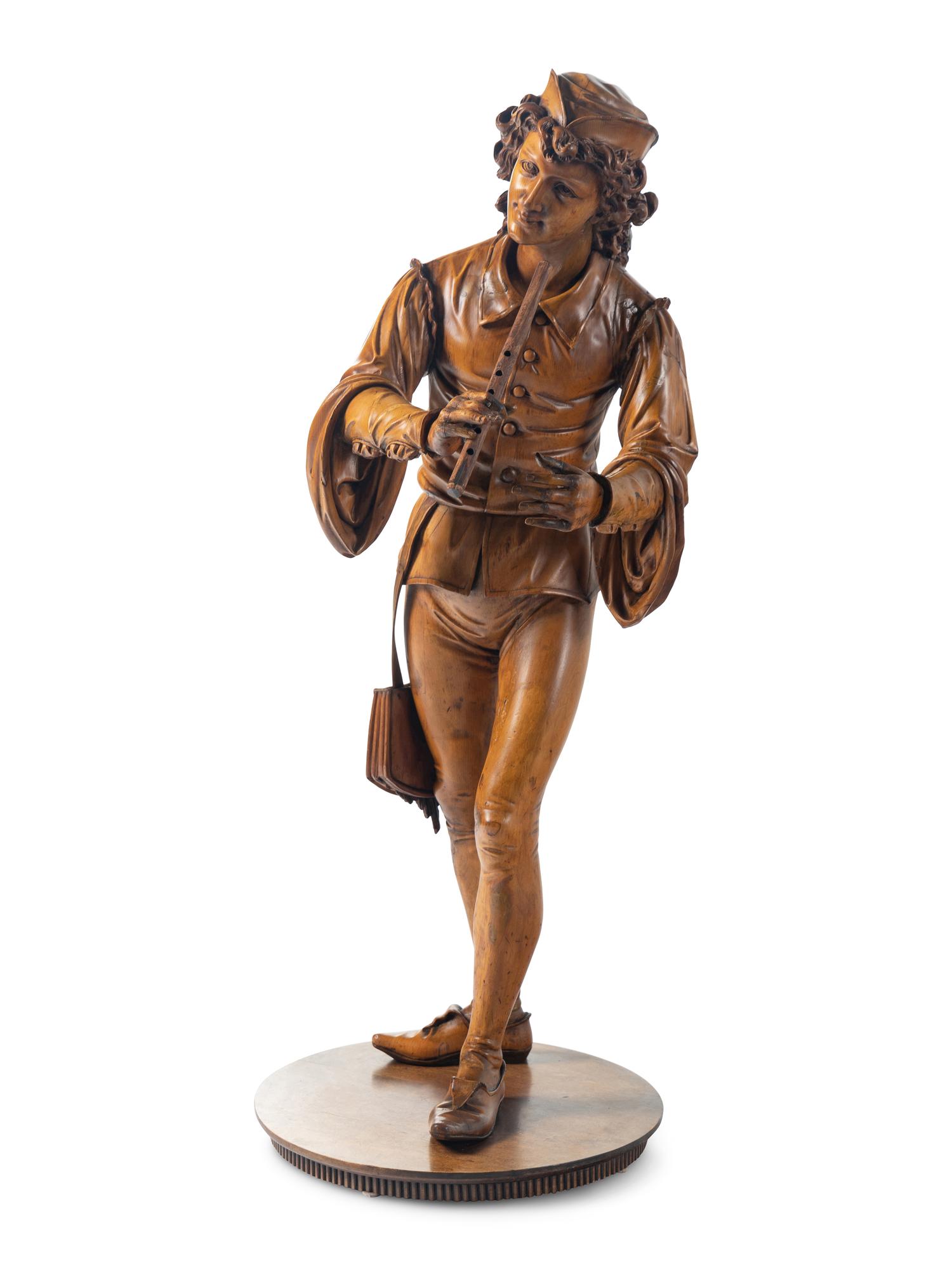 A Venetian Carved Wood Figure of a Musician in the Manner of Valentino Besarel
