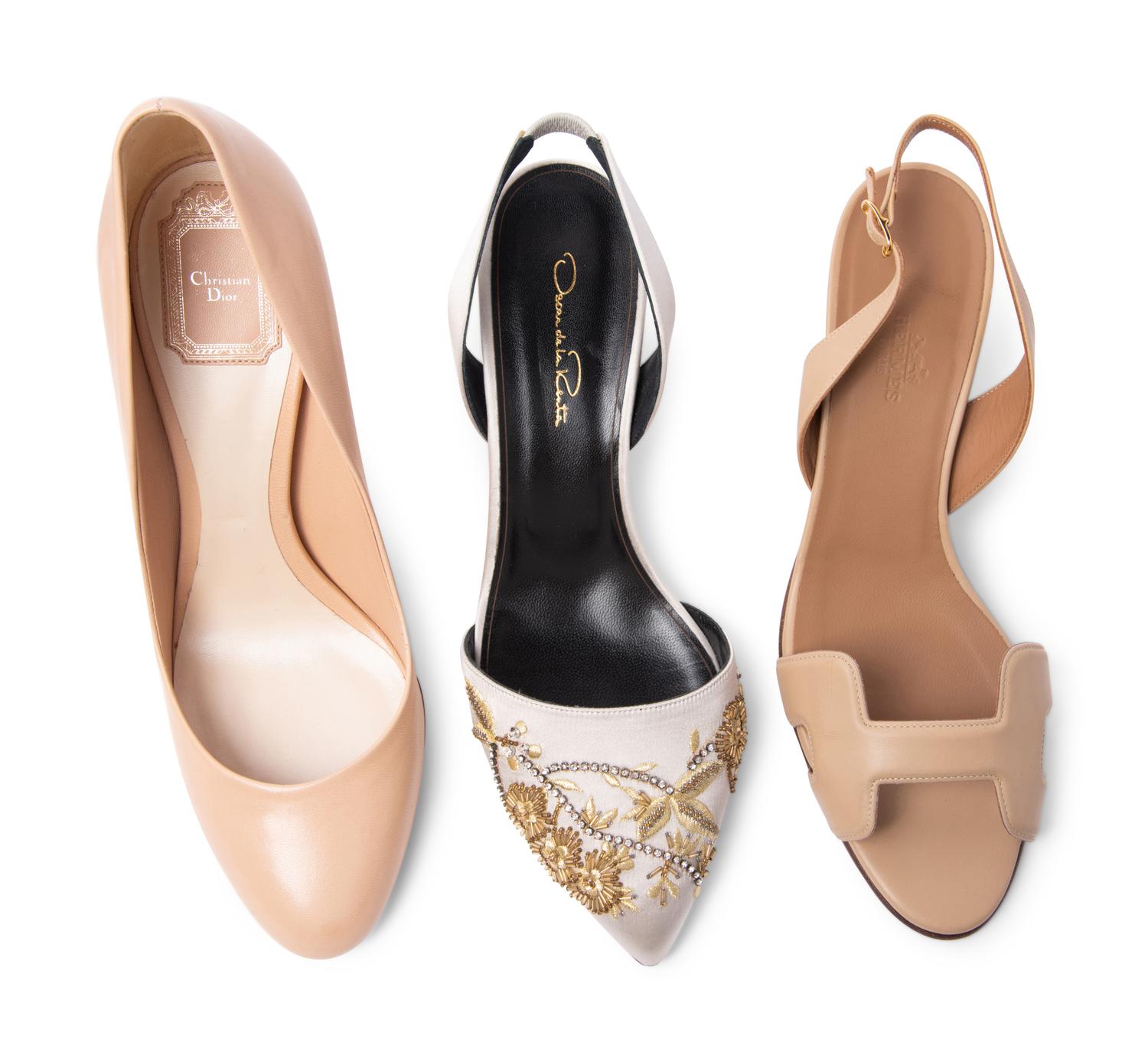 Three Pairs of Shoes: One Oscar de la Renta, One Hermès, and One Dior, 2000-2010s