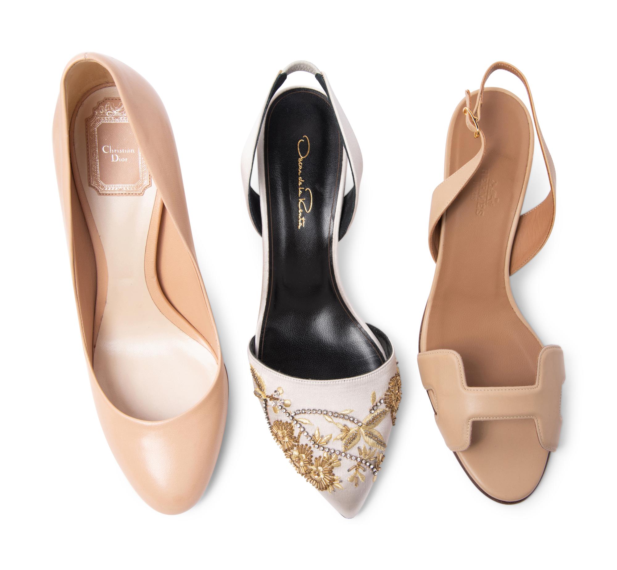 Three Pairs of Shoes: One Oscar de la Renta, One Hermès, and One Dior, 2000-2010s