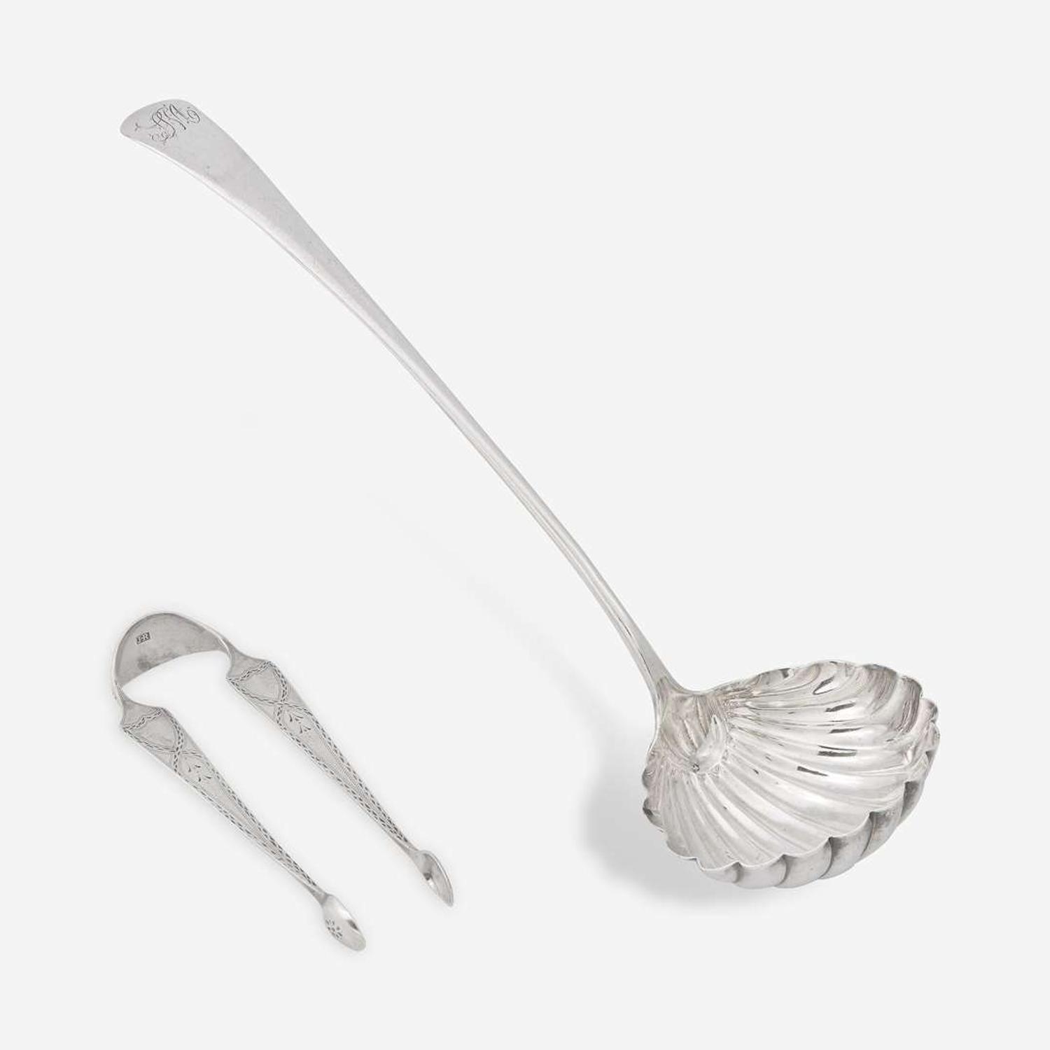 A silver punch ladle and sugar tongs Joseph Richardson, Sr. (1711-1784) and Joseph Richardson, Jr. (1752-1831), Philadelphia, PA, late 18th century