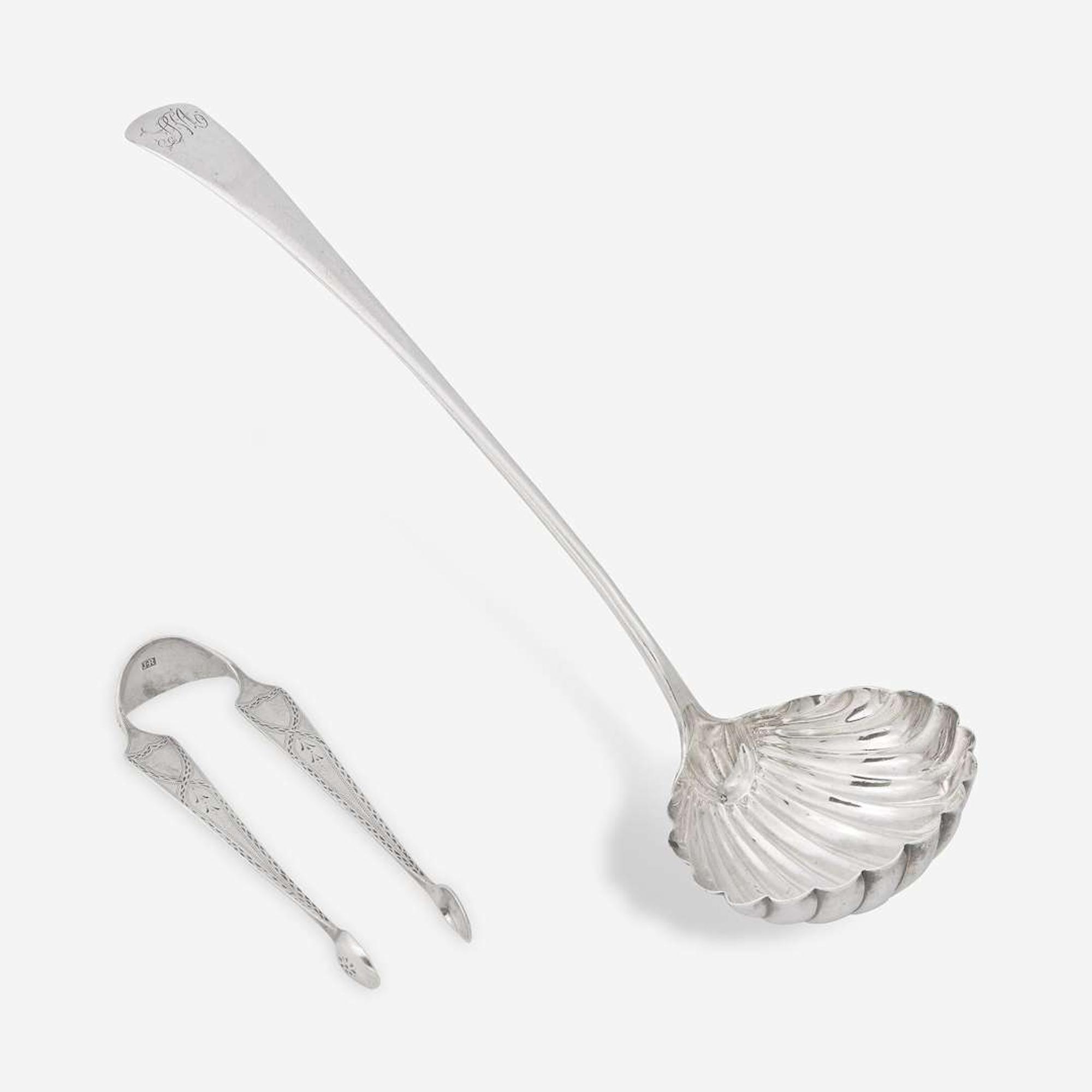 A silver punch ladle and sugar tongs Joseph Richardson, Sr. (1711-1784) and Joseph Richardson, Jr. (1752-1831), Philadelphia, PA, late 18th century