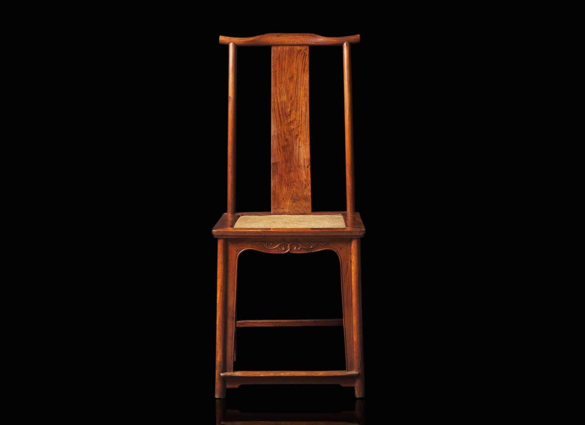 A Chinese huanghuali "Official's Hat" side chair, Guanmaoyi, 17th/18th century 黃花梨官帽椅一件 十七或十八世紀