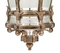 A Large Neoclassical Style Silvered Bronze and Etched Glass Hall Lantern