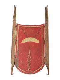 A Paint Decorated Wooden Sled