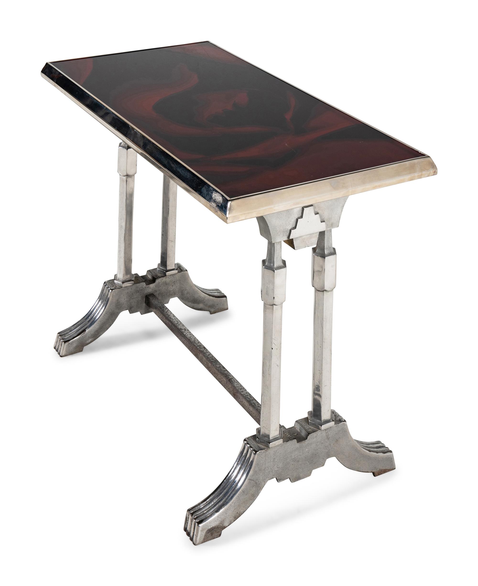 A Pair of Art Deco Chrome and Silver-Plate Café Tables