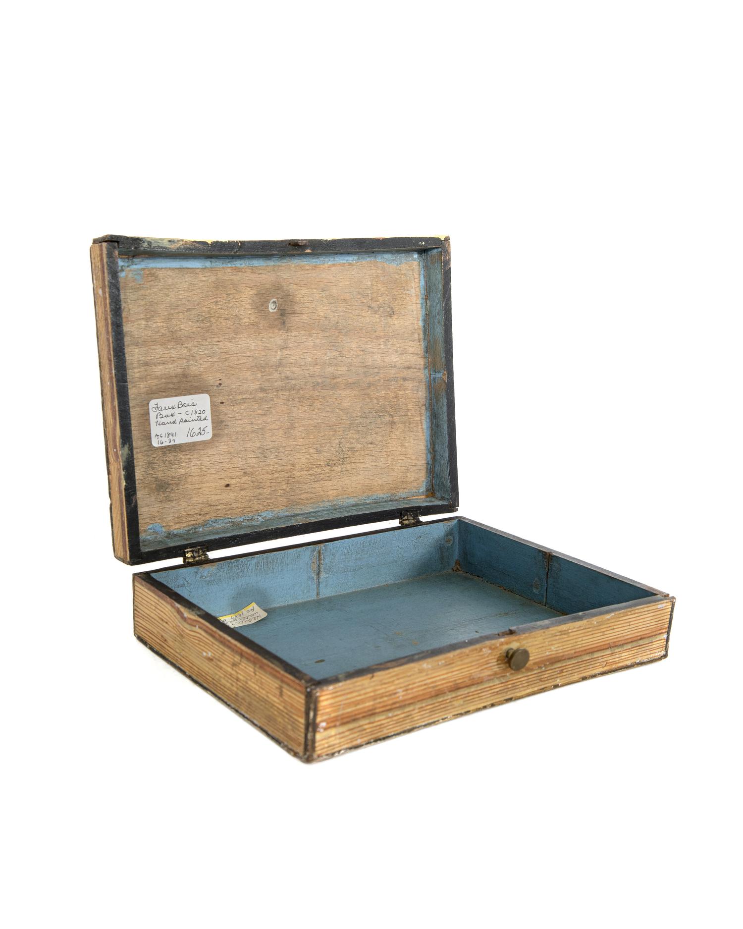 A French Faux Bois and Grisaille-Painted Box