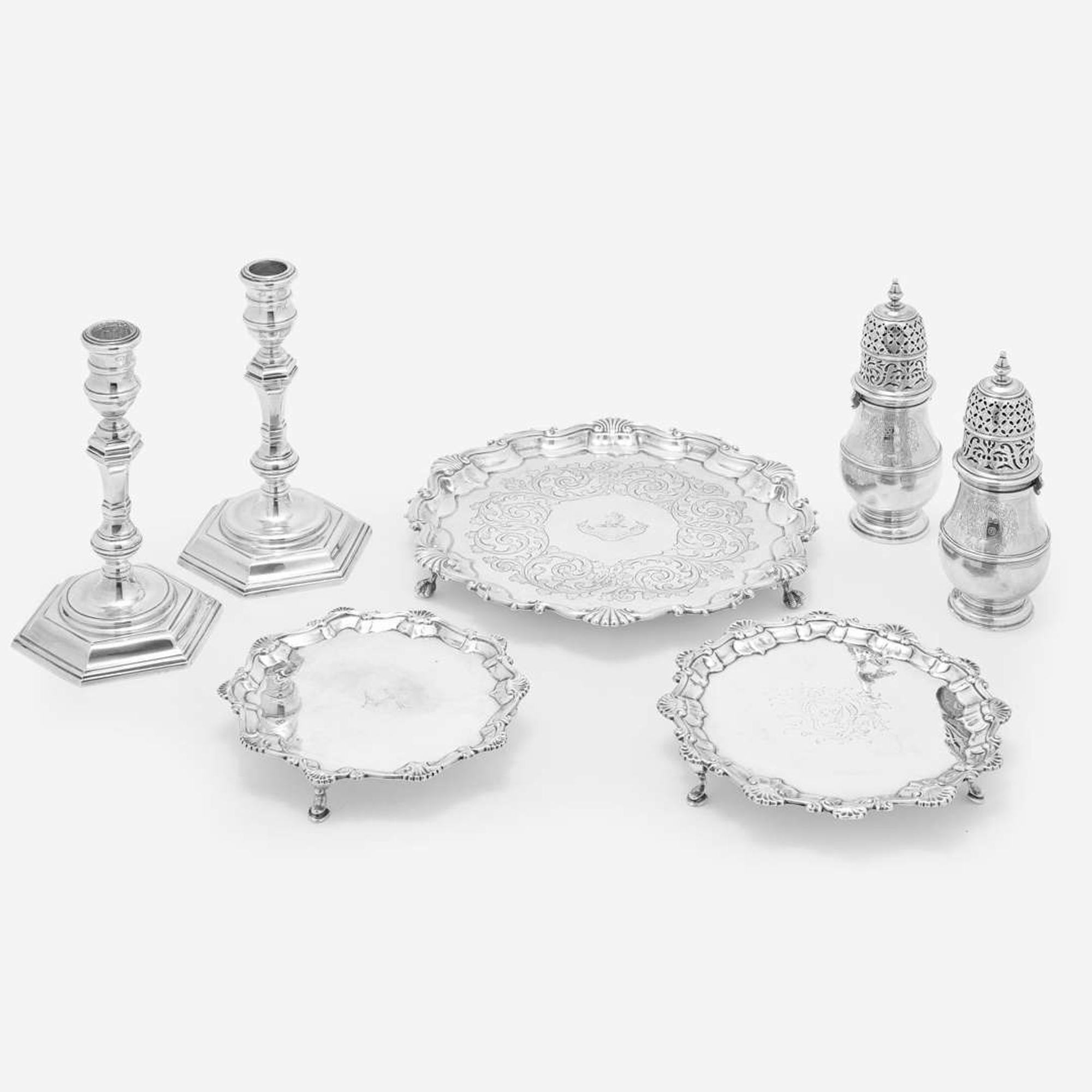 A Group of English Sterling Silver Tablewares various makers and dates