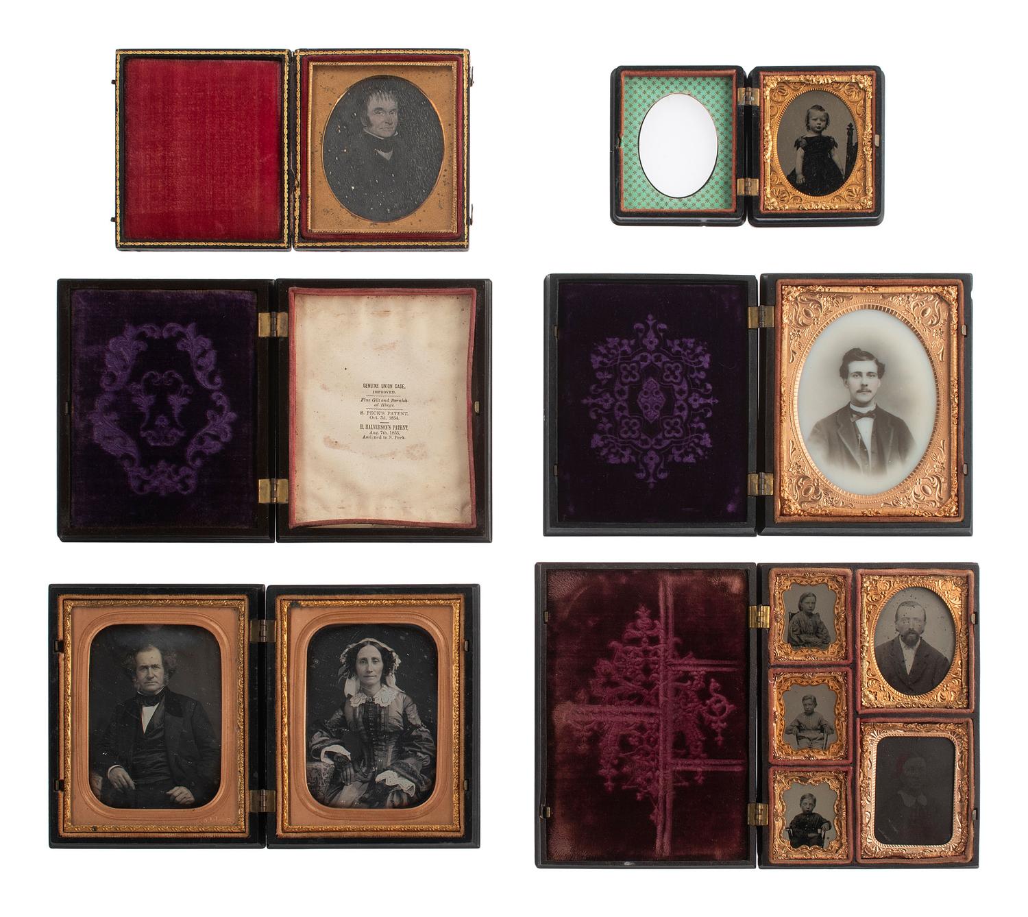 [EARLY PHOTOGRAPHY]. 6 Union cases, many containing portraits, incl. Capture of Major Andre .