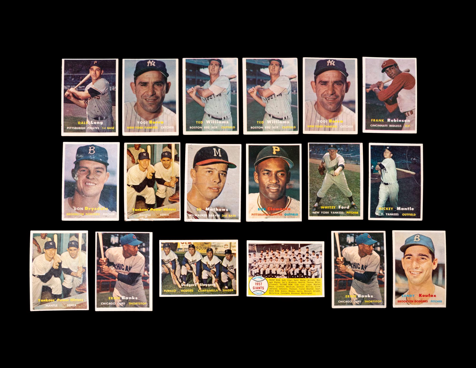 An Impressive Group of 1957 Topps Baseball Cards Including Mickey Mantle, Multiple Hall of Famers and Rookies,