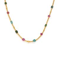 Multi Color Tourmaline and Yellow Gold Necklace