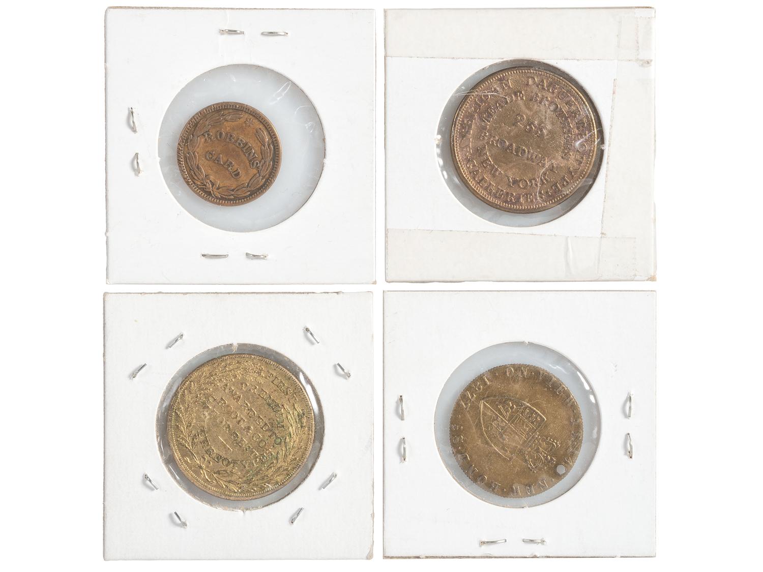 [EARLY PHOTOGRAPHY]. A group of daguerreian tokens incl. Meade Bros., Root & Co., Fitzgibbon, and others.