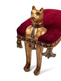 A Pair of Egyptian Style Giltwood Cat-Form Stools