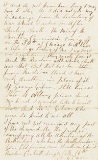 [LINCOLN ASSASSINATION] CORBETT, Thomas H. ("Boston") (ca 1832- 1888). Autograph letter, signed ("Boston Corbett") to "Brother Eddy." Washington, D.C., 13 May 1865.