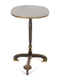 An English Grain-Painted, Ebonized and Parcel Gilt Bedside Table